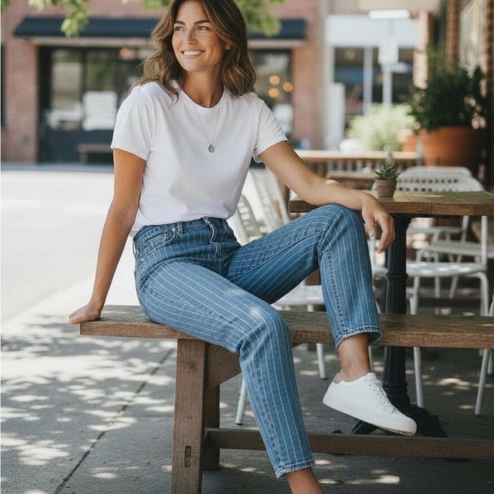 Madewell Pinstripe Perfect Vintage Crop Jeans